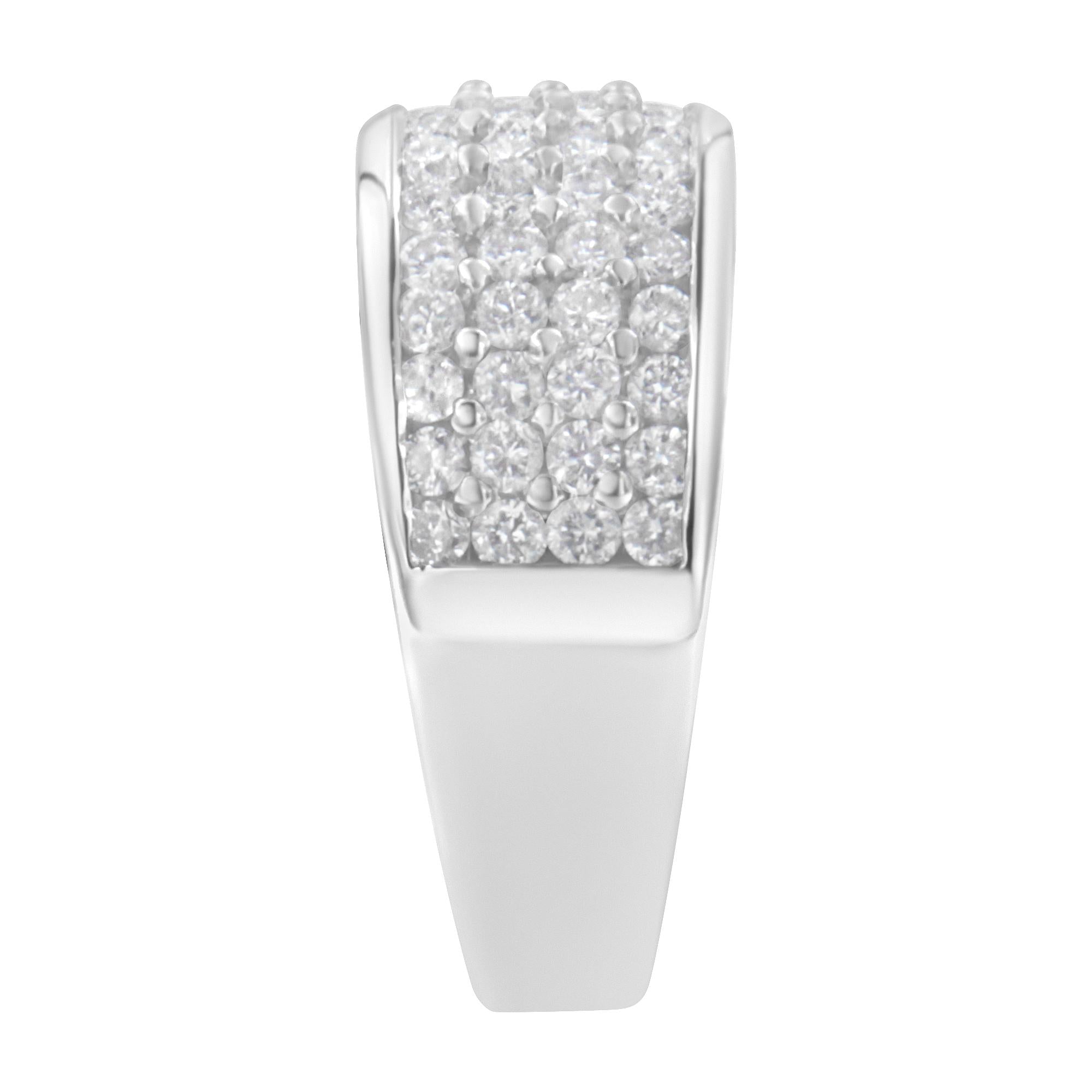 Men's 14K White Gold 1 CTTW Round Diamond Band (H-I, SI2-I1 Wide Ring)